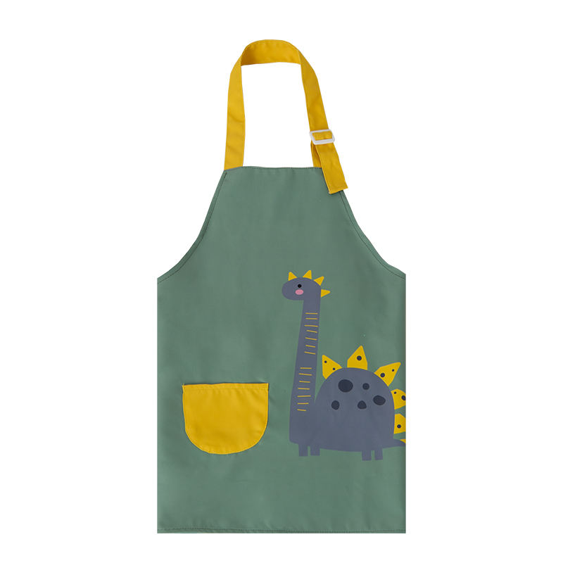 Strap Gwddf Addasadwy Deinosor dal dŵr Argraffwyd Ffedog Plant