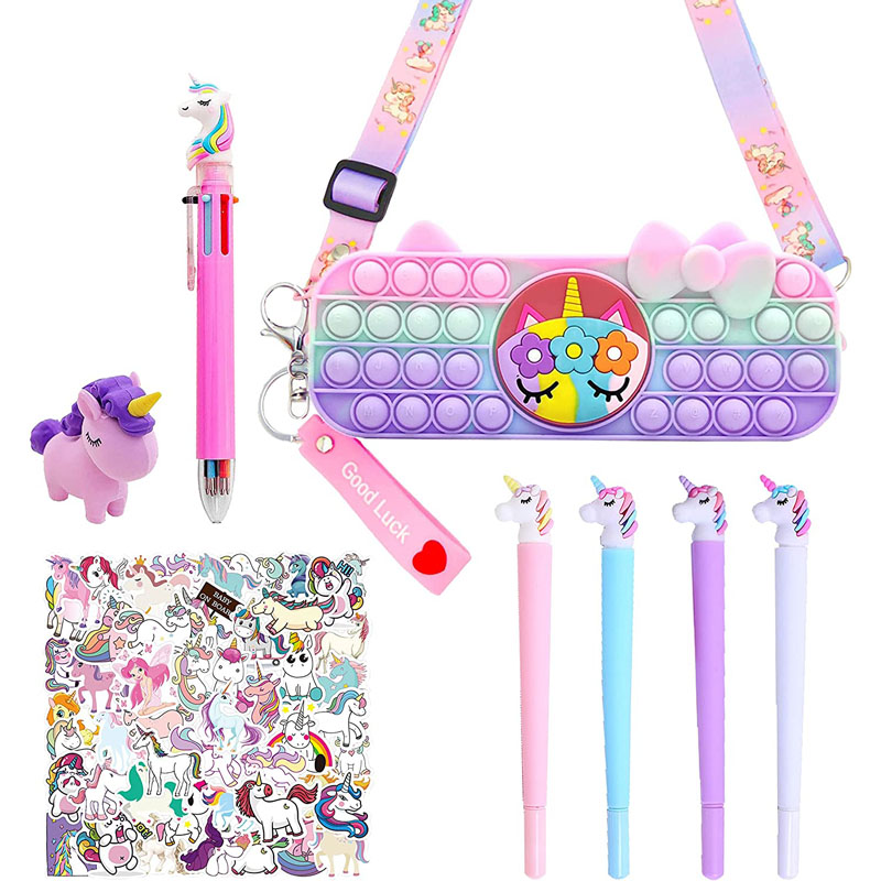 Achos Pensil Unicorn Set Llyfrfa Unicorn i Ferched